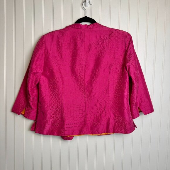 Coldwater Creek pink embroidered silk open front blazer size medium C13 - Picture 4 of 4